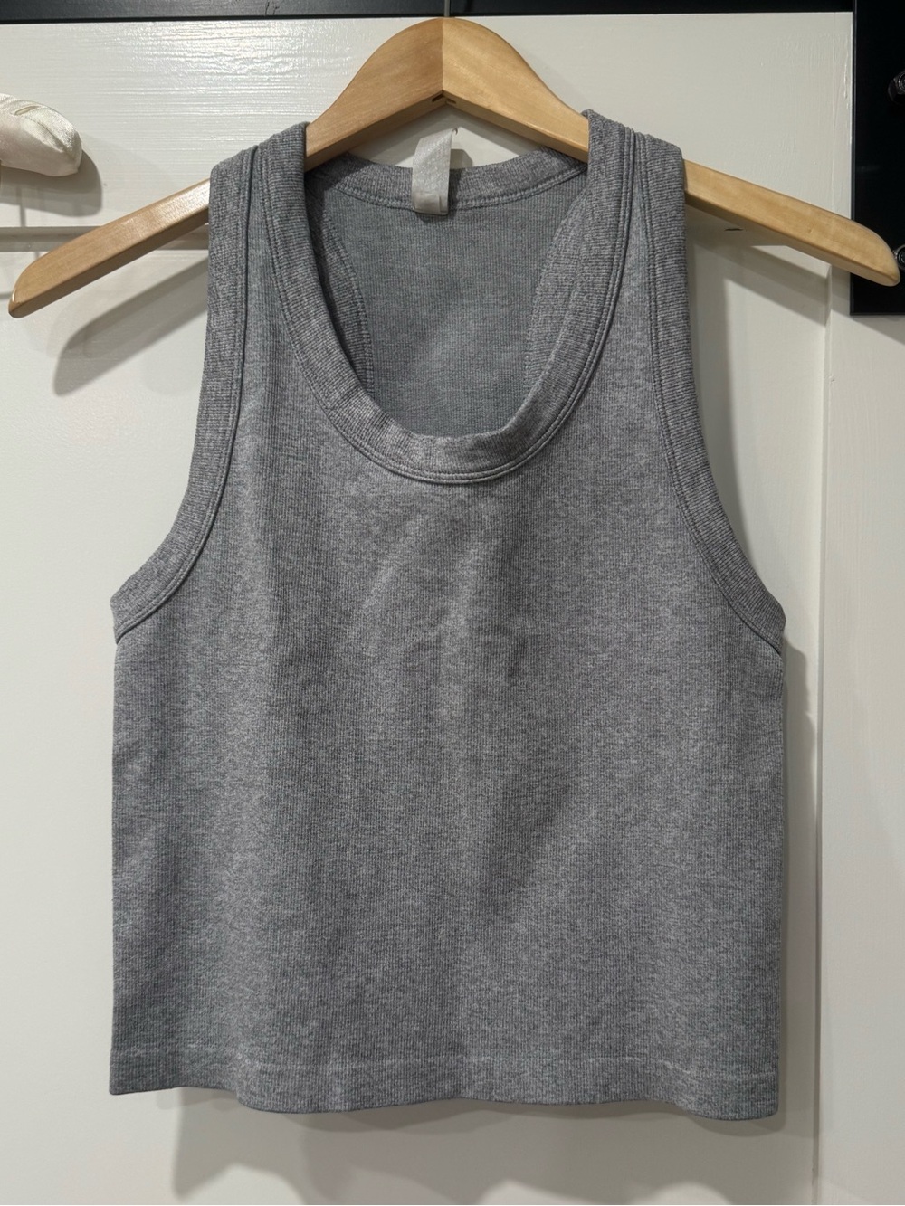 Gray Ribbed Racerback Tank Top - Picture 1 of 4
